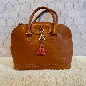 J Crew Tassel Purse Leather Brogue tan pink bag